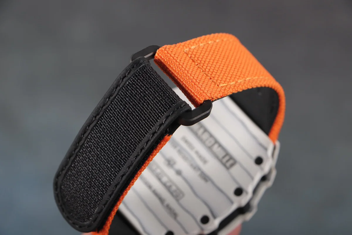 RM 012-01 Tourbillon White NTPT Carbon on Orange Nylon Strap
