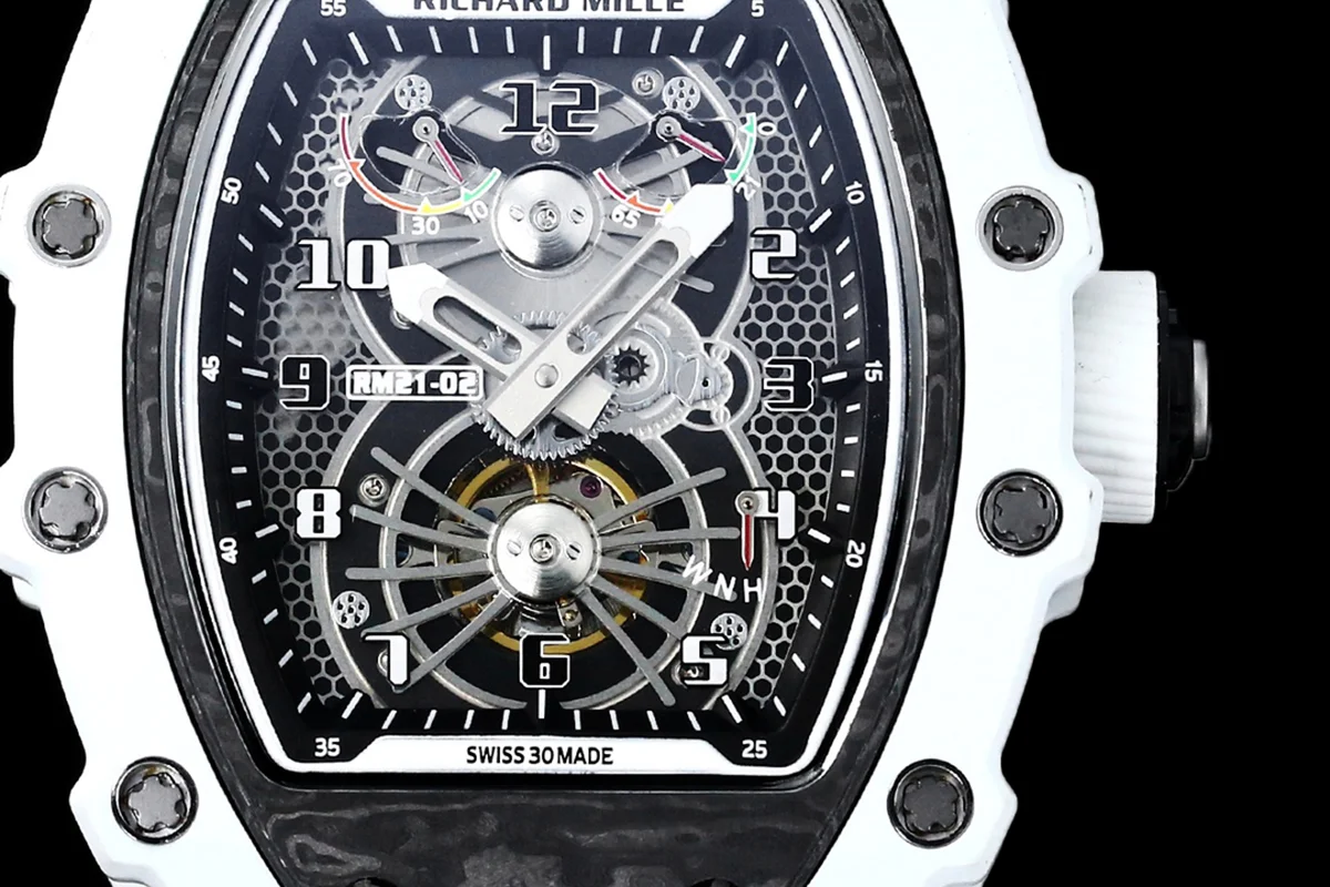 RM 021-02 Tourbillon Aerodyne on White Quartz on White Rubber Strap