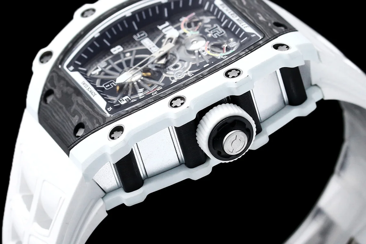 RM 021-02 Tourbillon Aerodyne on White Quartz on White Rubber Strap