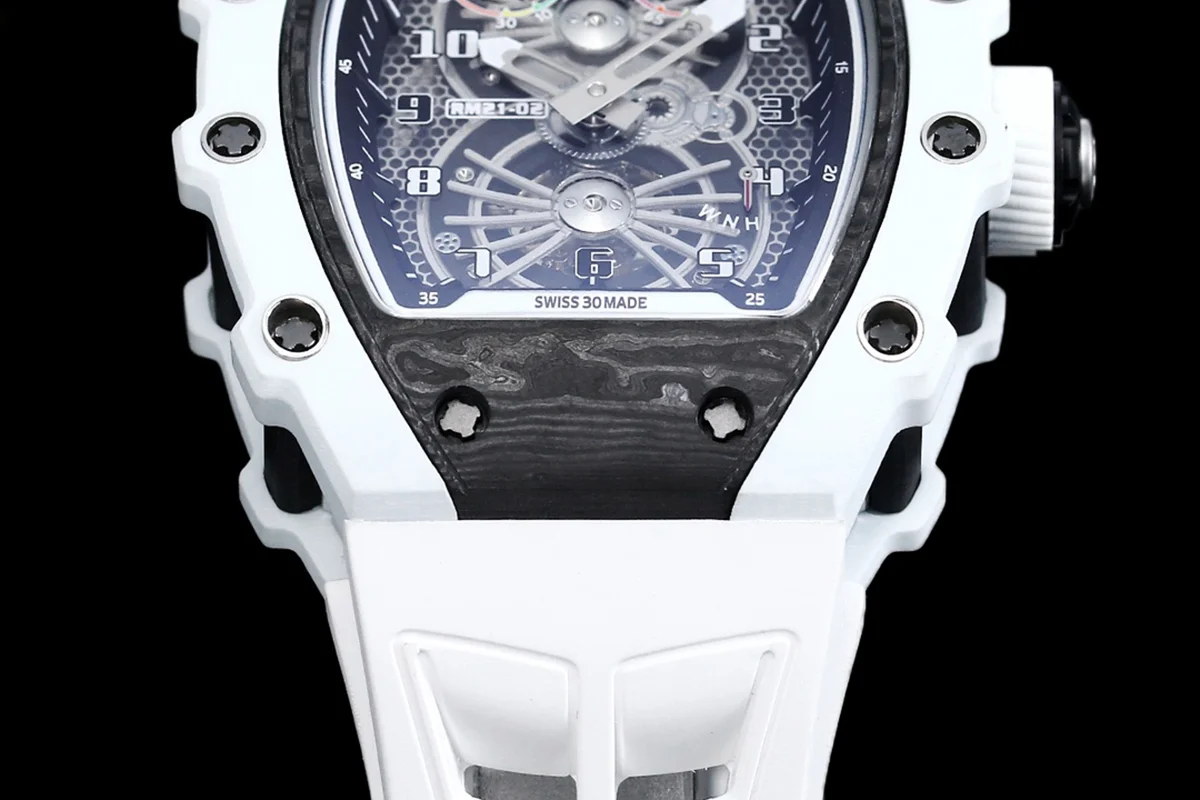 RM 021-02 Tourbillon Aerodyne on White Quartz on White Rubber Strap