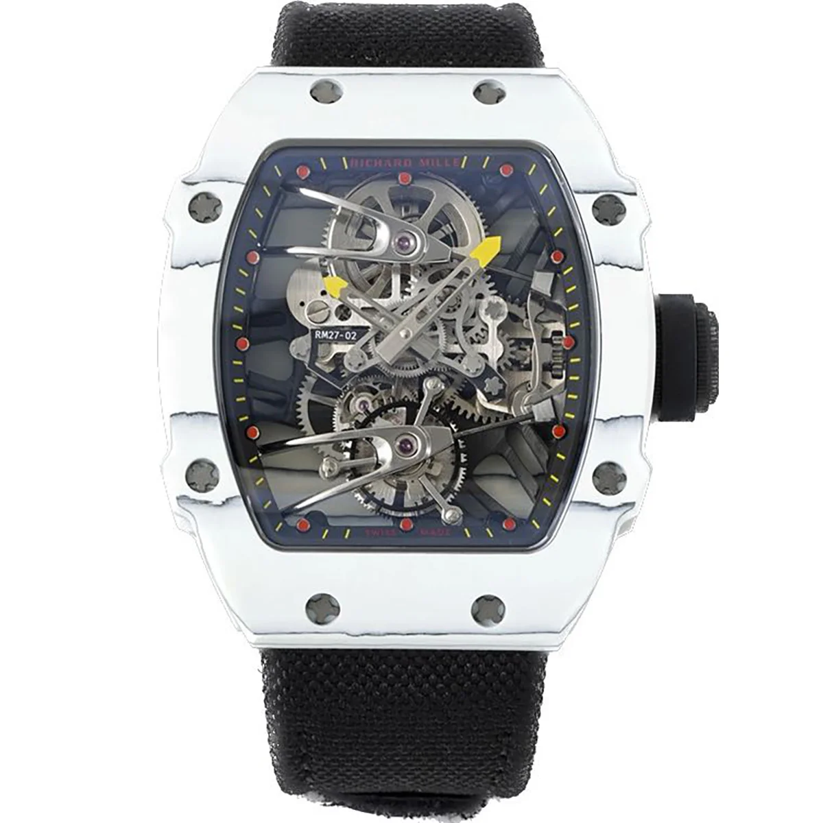 RM 027-02 Tourbillon Rafael Nadal White NTPT on Black Nylon Strap