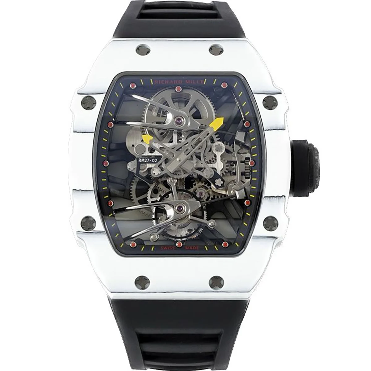 RM 027-02 Tourbillon Rafael Nadal White NTPT on Black Rubber Strap