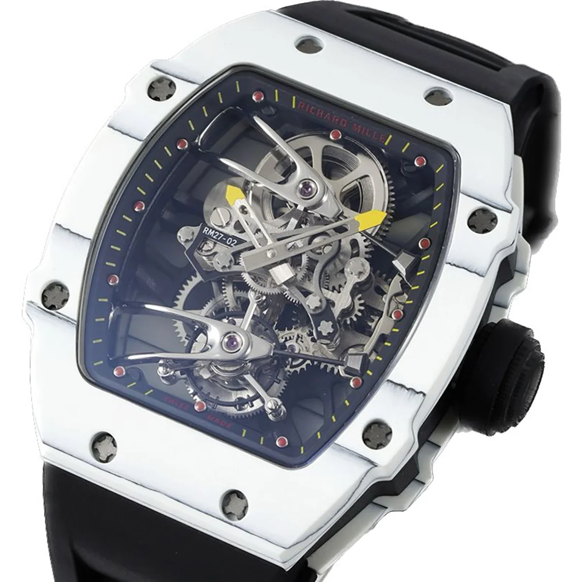 RM 027-02 Tourbillon Rafael Nadal White NTPT on Black Rubber Strap
