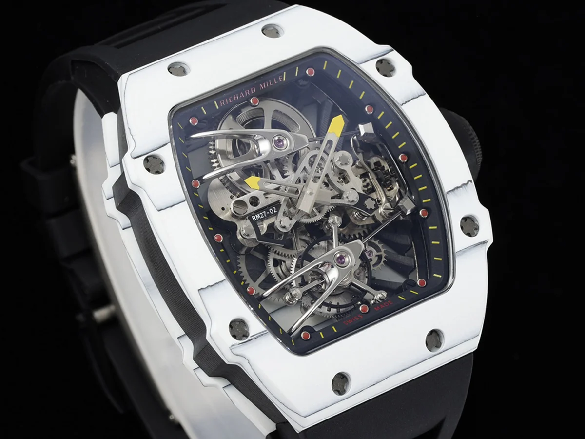 RM 027-02 Tourbillon Rafael Nadal White NTPT on Black Rubber Strap