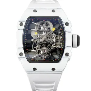 RM 027-02 Tourbillon Rafael Nadal White NTPT on White Rubber Strap