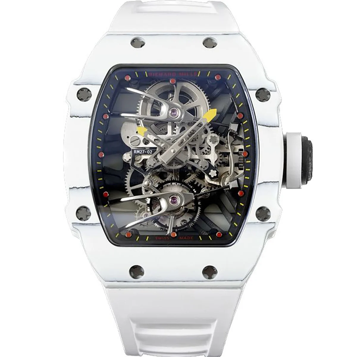 RM 027-02 Tourbillon Rafael Nadal White NTPT on White Rubber Strap