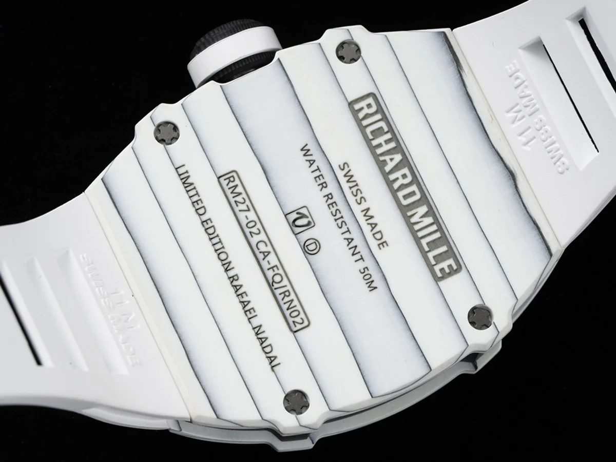 RM 027-02 Tourbillon Rafael Nadal White NTPT on White Rubber Strap