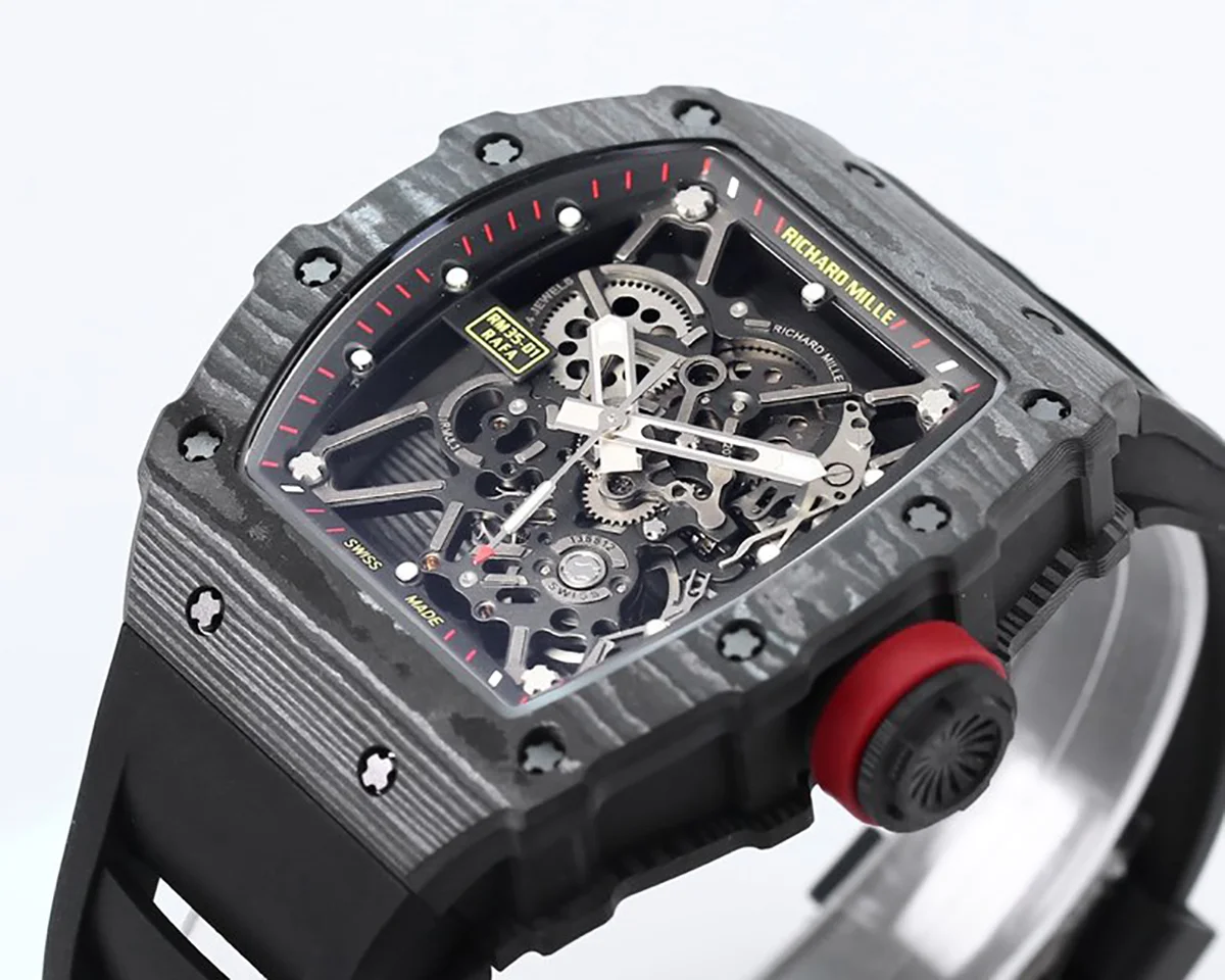 RM 035-01 Rafael Nadal NTPT Carbon on Black Rubber Strap
