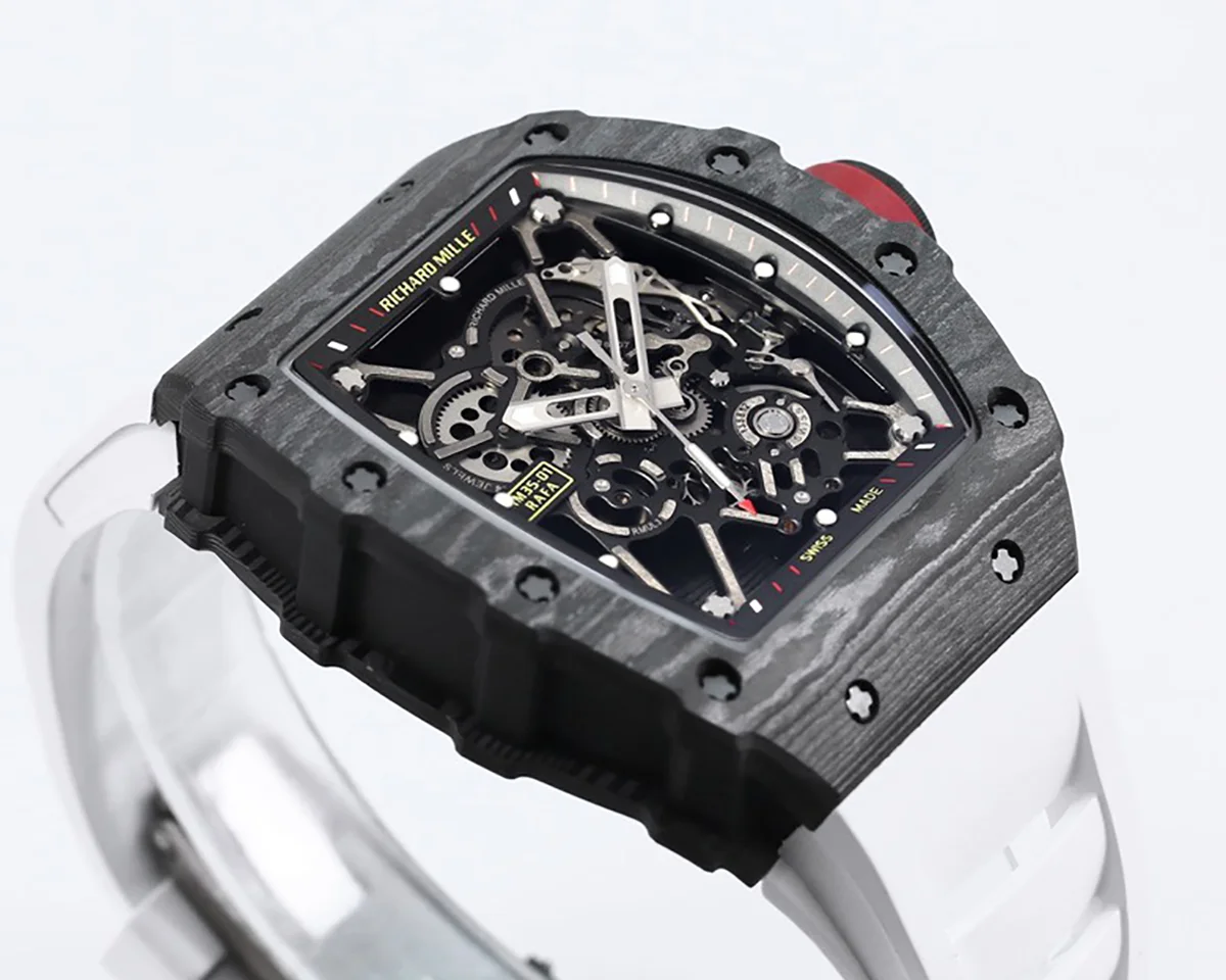 RM 035-01 Rafael Nadal NTPT Carbon White Rubber Strap
