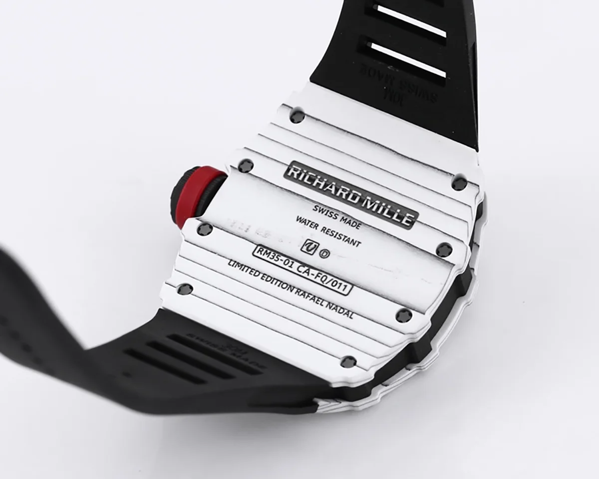 RM 035-01 Rafael Nadal White NTPT on Black Rubber Strap