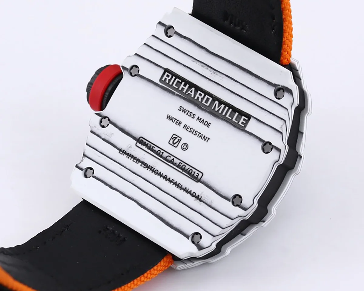 RM 035-01 Rafael Nadal White NTPT on Orange Nylon Strap