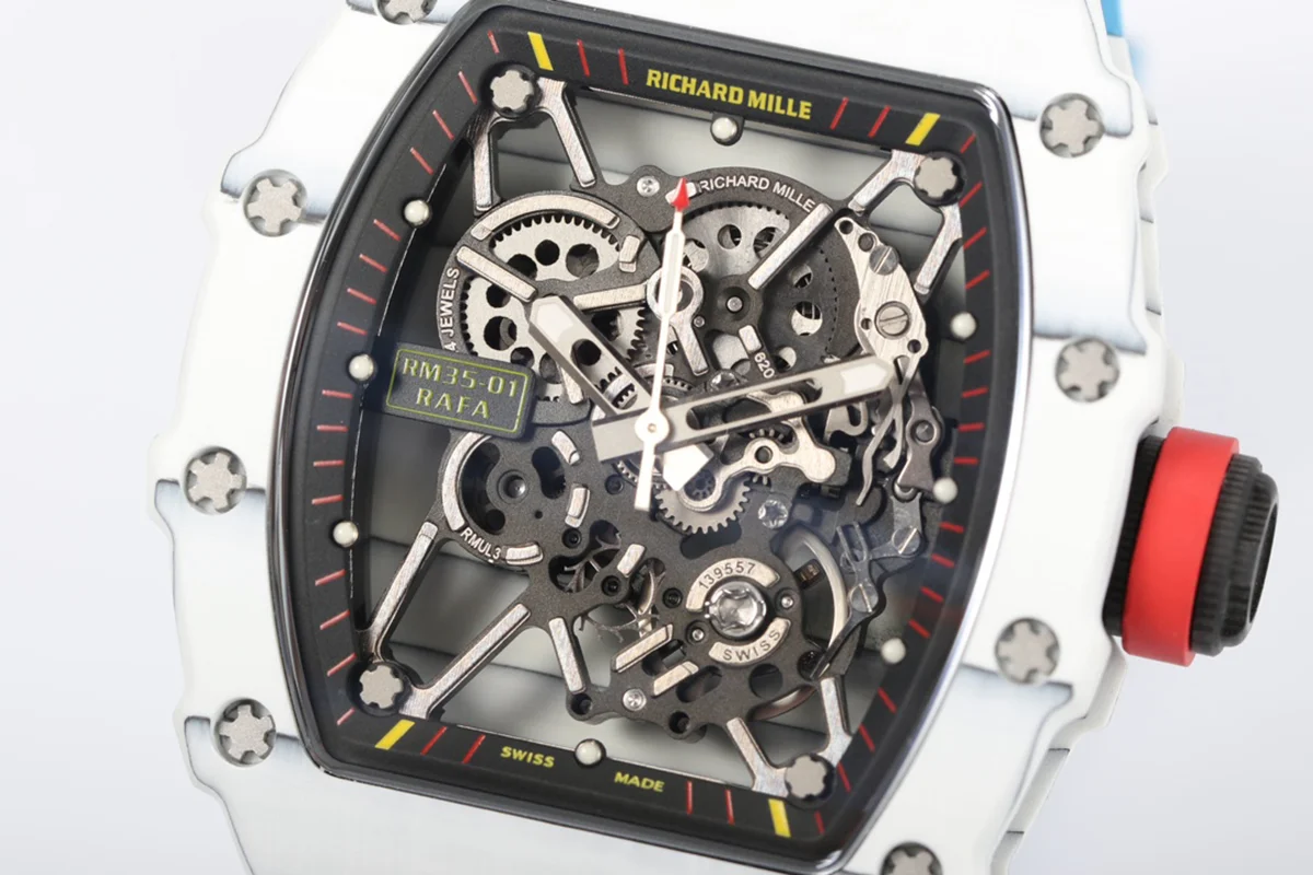 RM 035-01 Rafael Nadal White NTPT on Orange Rubber Strap