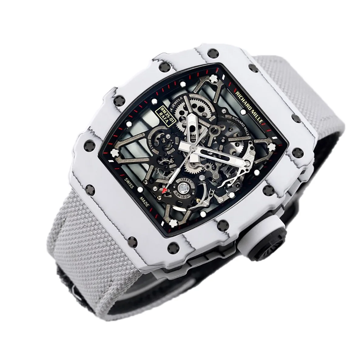 RM 035-01 Rafael Nadal White NTPT on White Nylon Strap