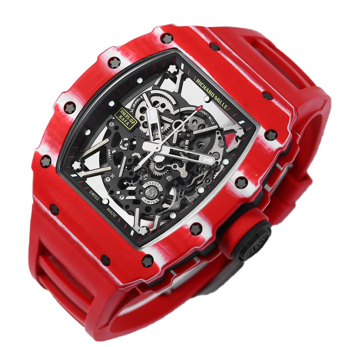 RM 035-02 Rafael Nadal TPT Red on Red Rubber Strap