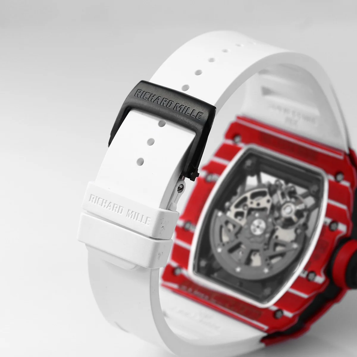 RM 035-02 Rafael Nadal TPT Red on White Rubber Strap