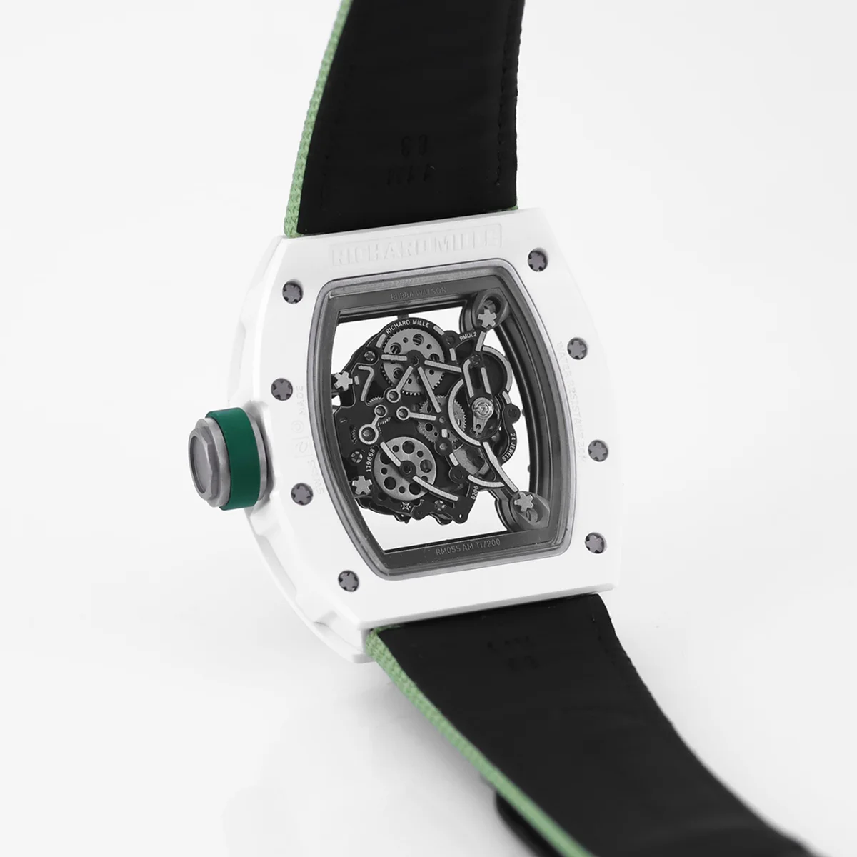 RM 055 White Bubba Watson White Ceramic on Green Nylon Strap