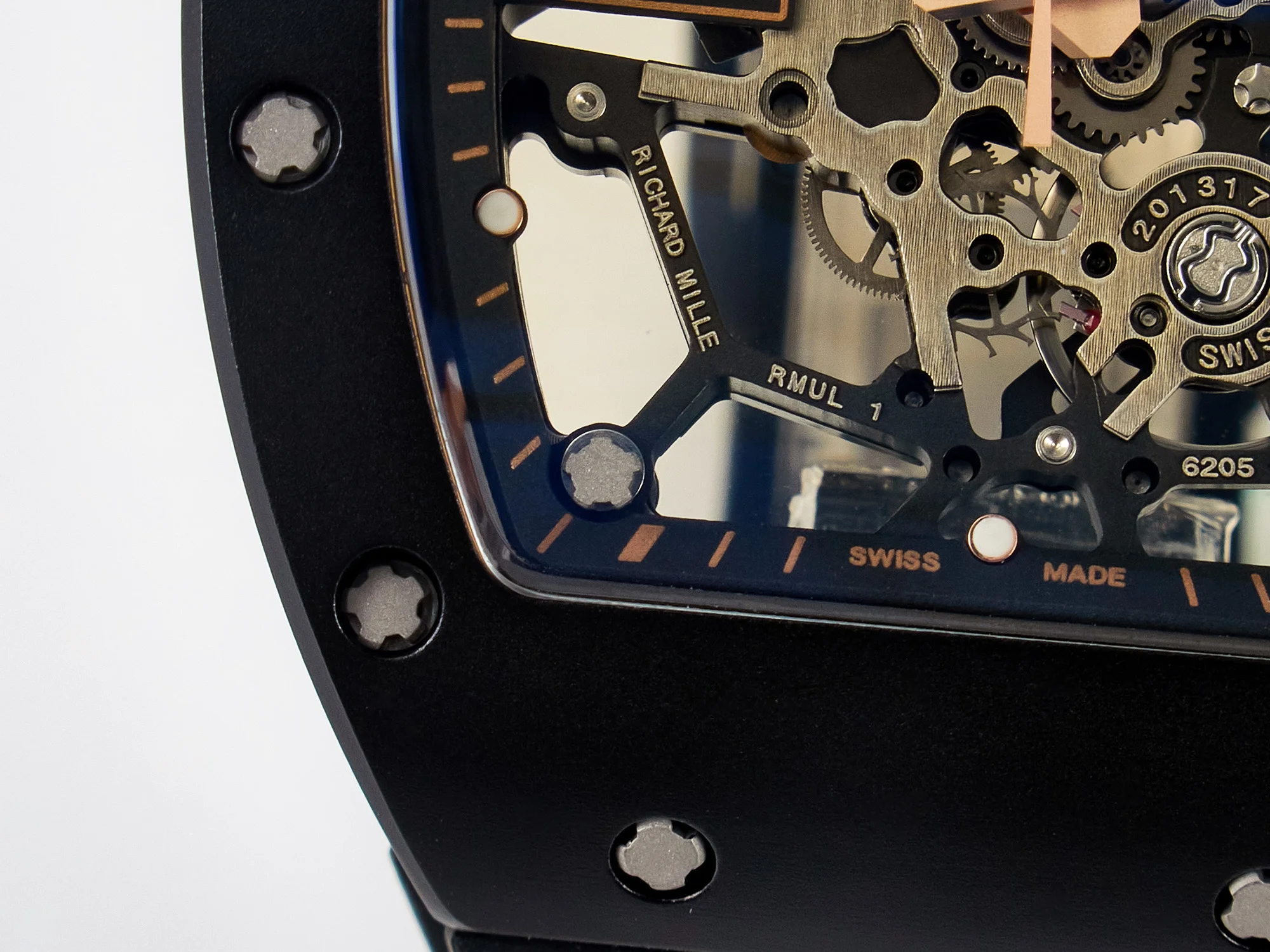 RM035-02 RG Black Ceramic SONIC Best Edition Skeleton Dial on Black Rubber Strap Clone RMUL1