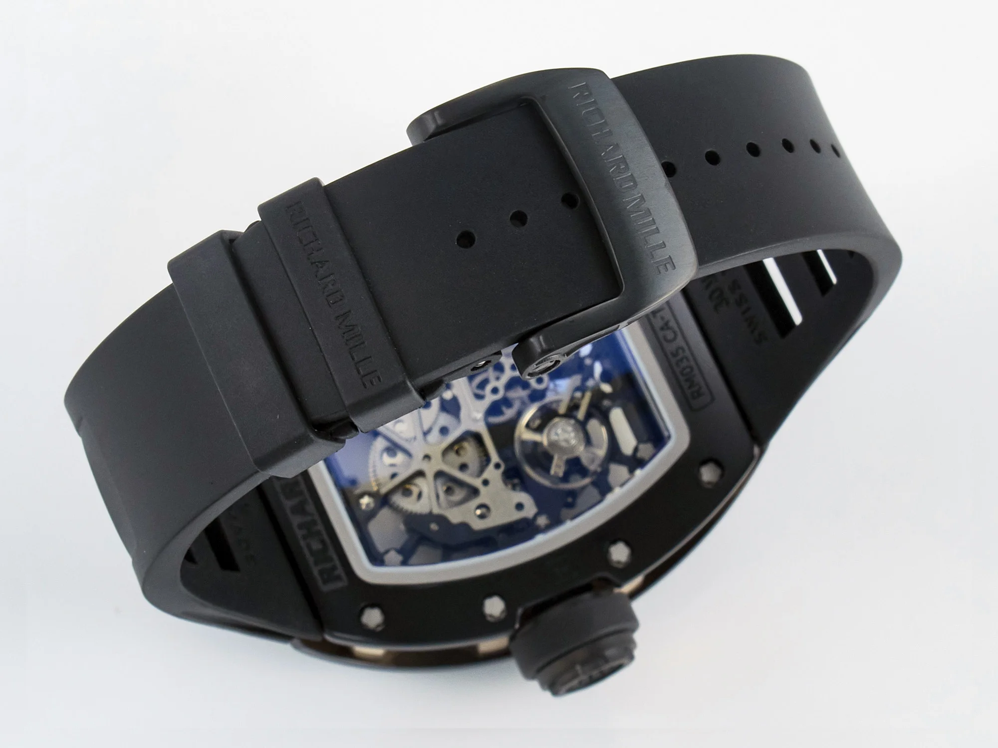 RM035-02 RG Black Ceramic SONIC Best Edition Skeleton Dial on Black Rubber Strap Clone RMUL1