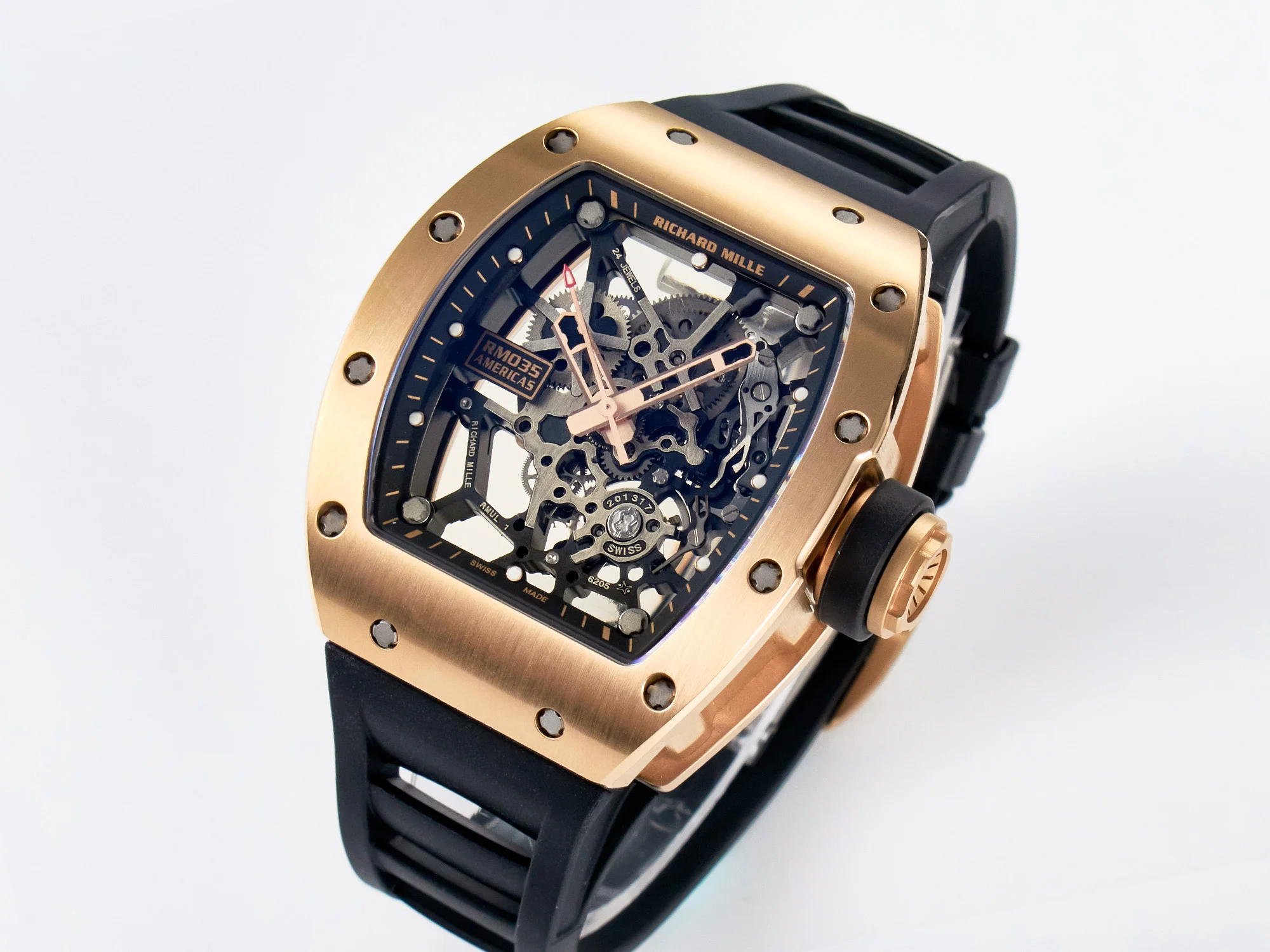 RM035-02 RG SONIC Best Edition Skeleton Dial on Black Rubber Strap Clone RMUL1