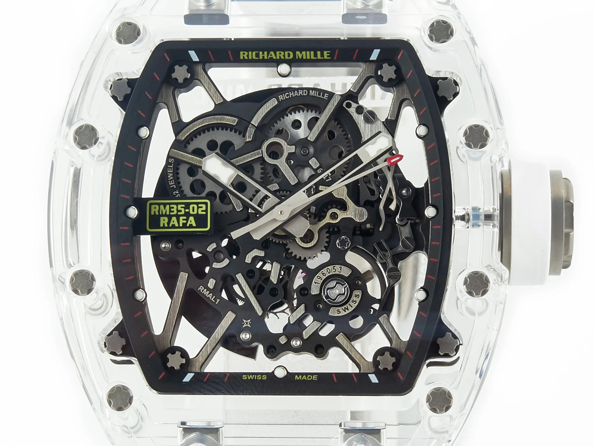 RM035 TRANSPARENT SONIC Best Edition Skeleton Dial on White Rubber Strap Clone RMUL2 V2