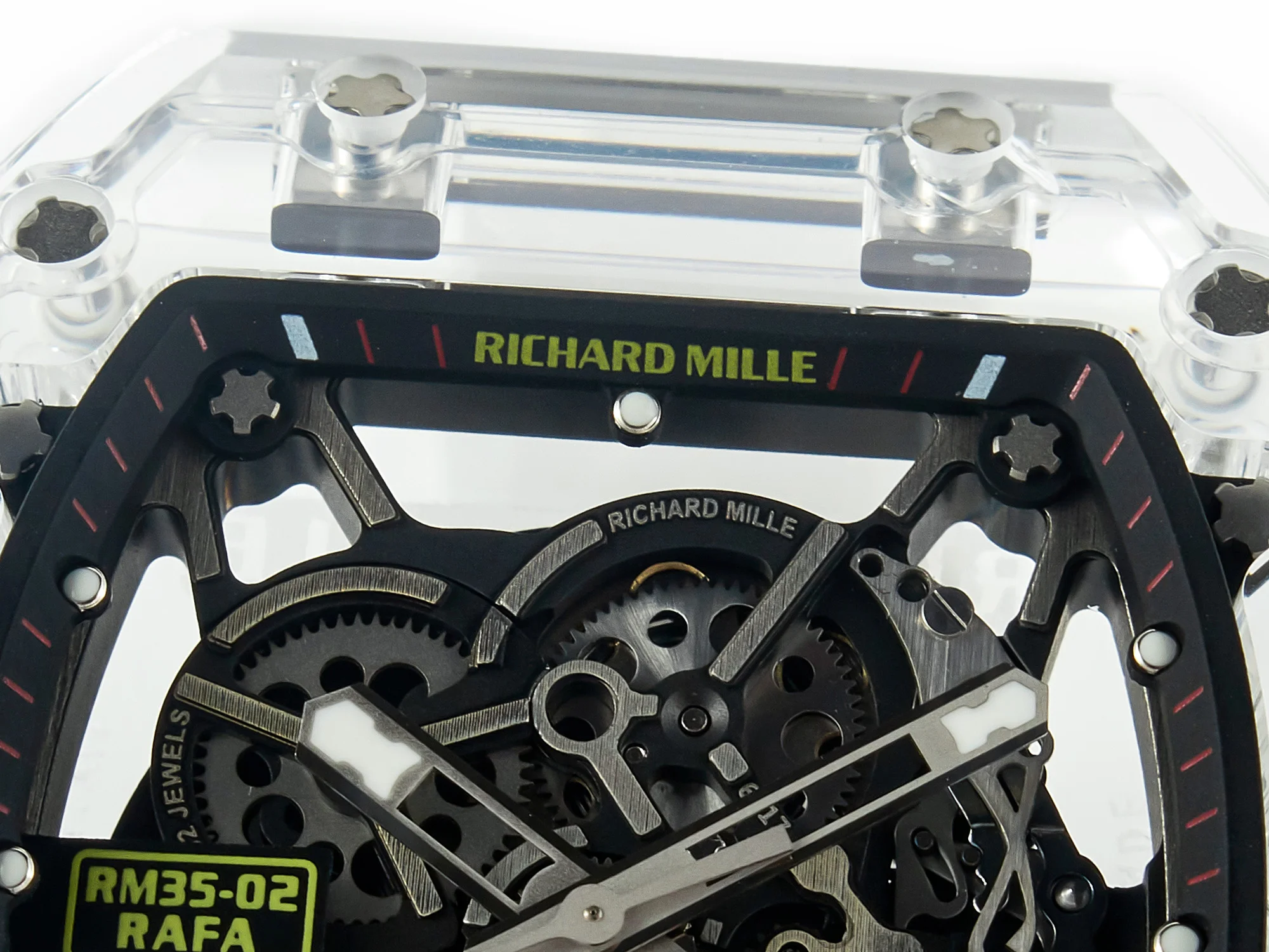 RM035 TRANSPARENT SONIC Best Edition Skeleton Dial on White Rubber Strap Clone RMUL2 V2