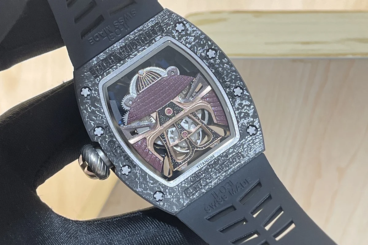 RM047 Tourbillon Samurai NTPT Carbon on Black Rubber Strap