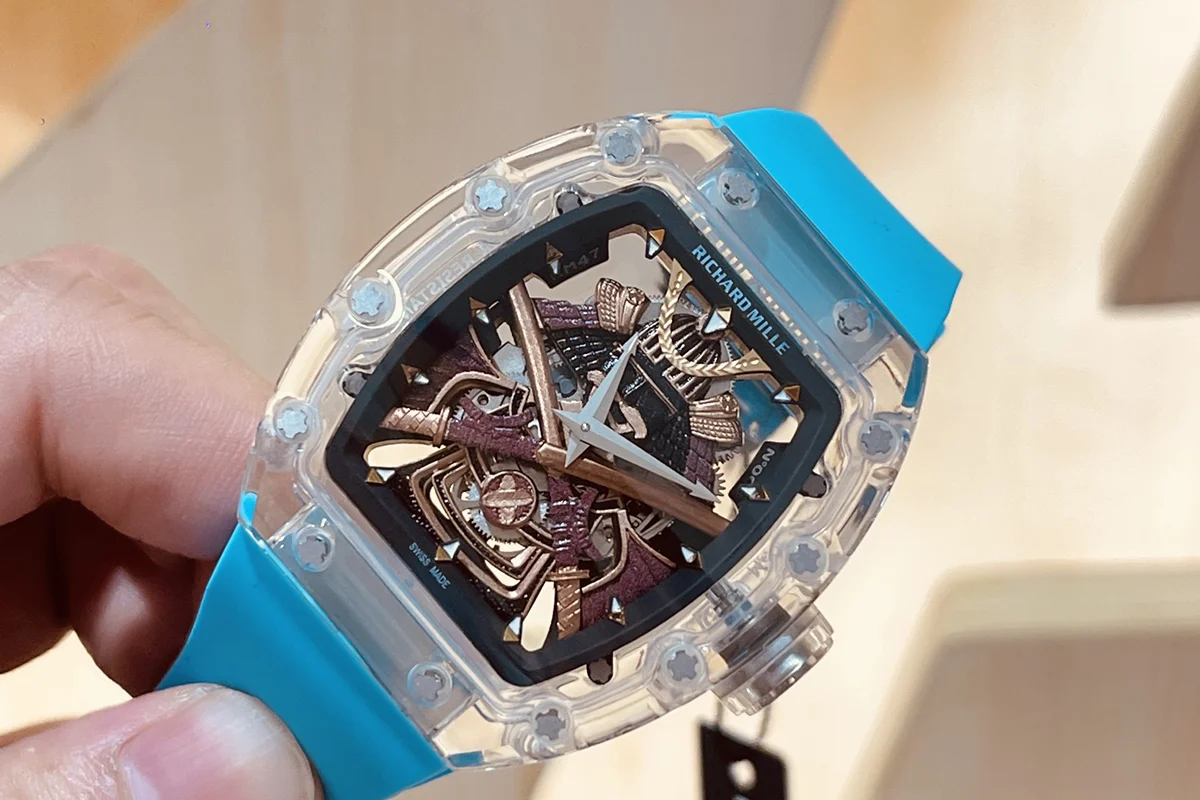 RM047 Tourbillon Samurai Sapphire on Blue Rubber Strap
