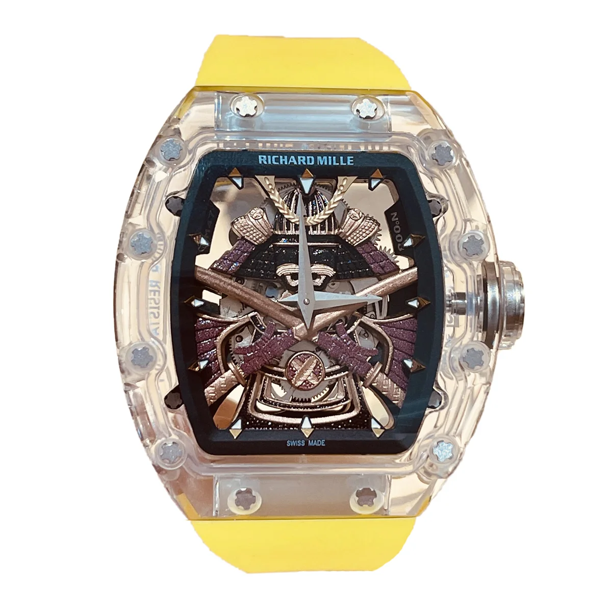 RM047 Tourbillon Samurai Sapphire on Yellow Rubber Strap