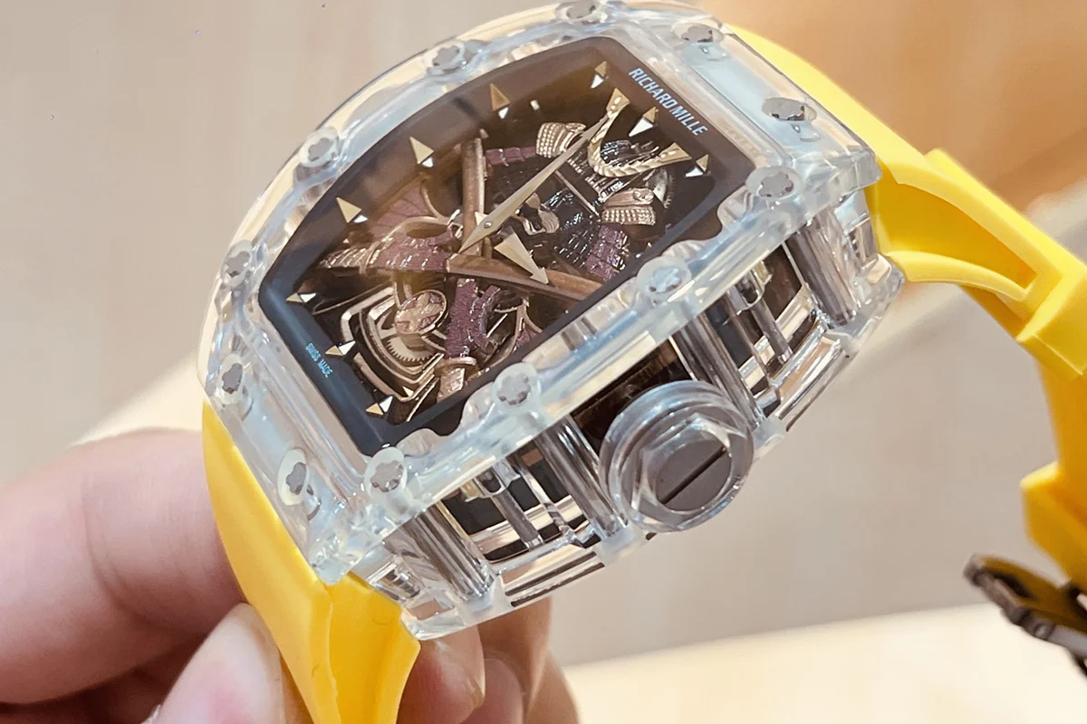 RM047 Tourbillon Samurai Sapphire on Yellow Rubber Strap