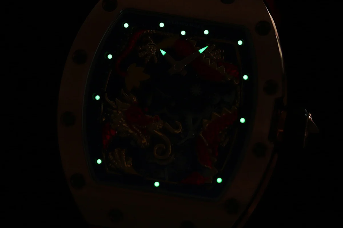 RM057 Tourbillon Dragon in Rose Gold in Red Rubber Strap