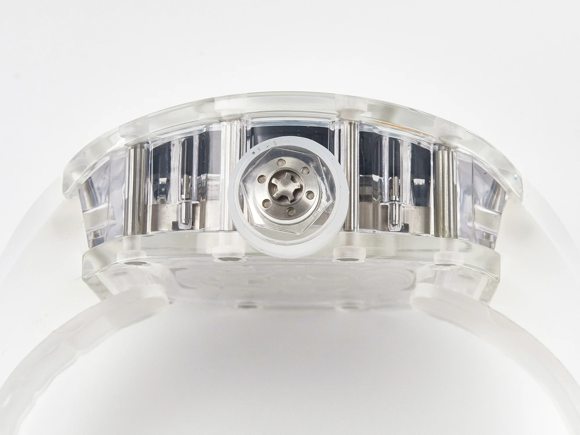 RM52-01 White Transparent Tourbillon MSF Best Edition Skull Dial on White Rubber Strap