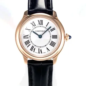 Ronde De Cartier 29mm RG DRF 1:1 Best Edition Sandblasted Silver-Plated White Dial on Black Leather Strap Ronda Quartz