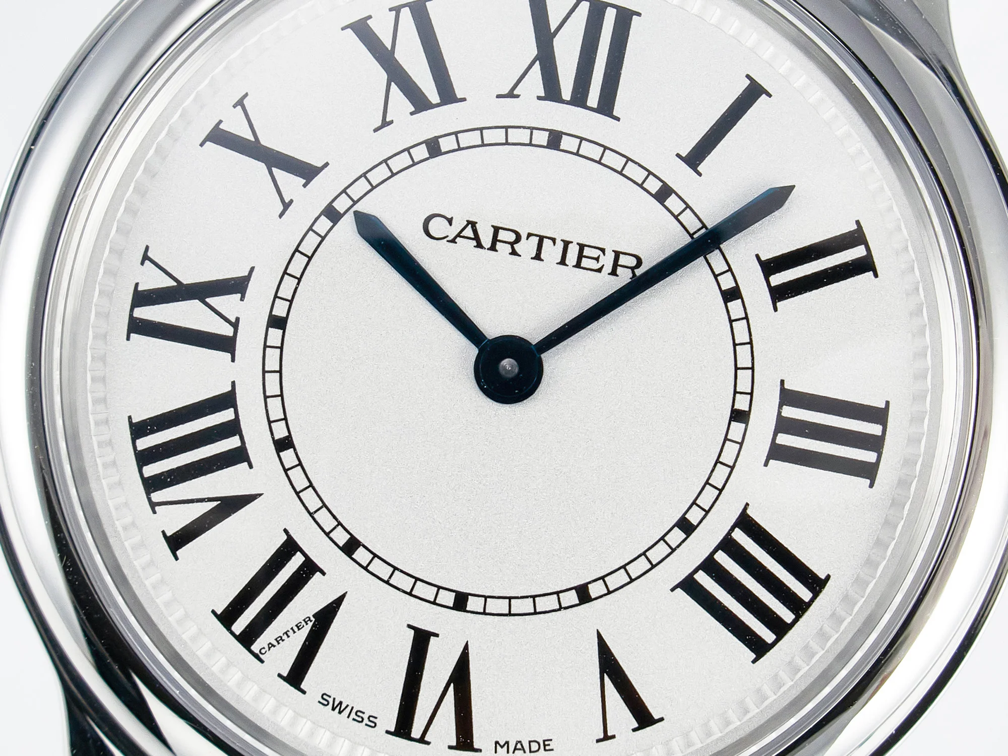 Ronde De Cartier 36mm DRF 1:1 Best Edition Sandblasted Silver-Plated White Dial on Black Leather Strap Ronda Quartz