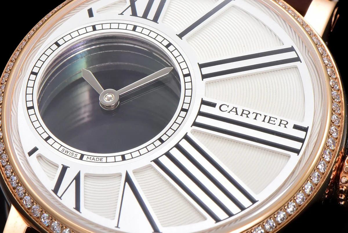 Rotonde De Cartier White Dial with Diamond Bezel in Rose Gold