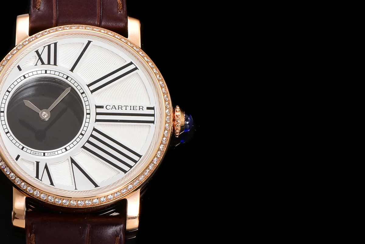 Rotonde De Cartier White Dial with Diamond Bezel in Rose Gold