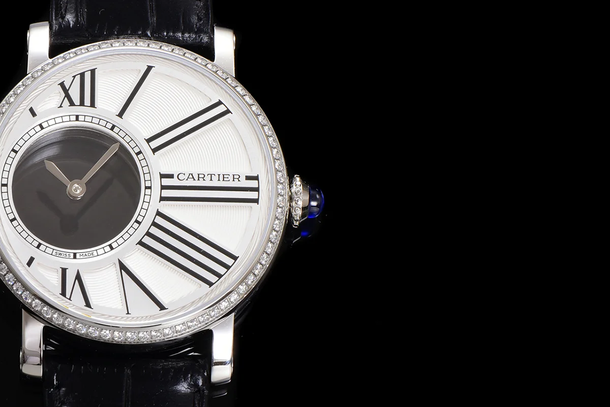 Rotonde De Cartier White Dial with Diamond Bezel in Steel