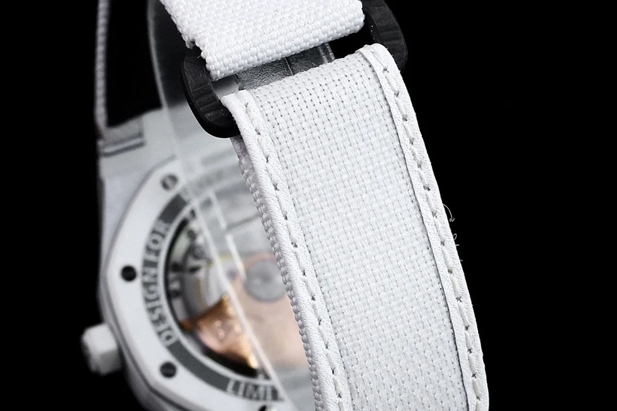 Royal Oak 15400 White Dial in White Carbon Fibre on White Nylon Strap