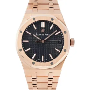 Royal Oak 15450ST 37mm Black Dial in Frosted Rose Gold