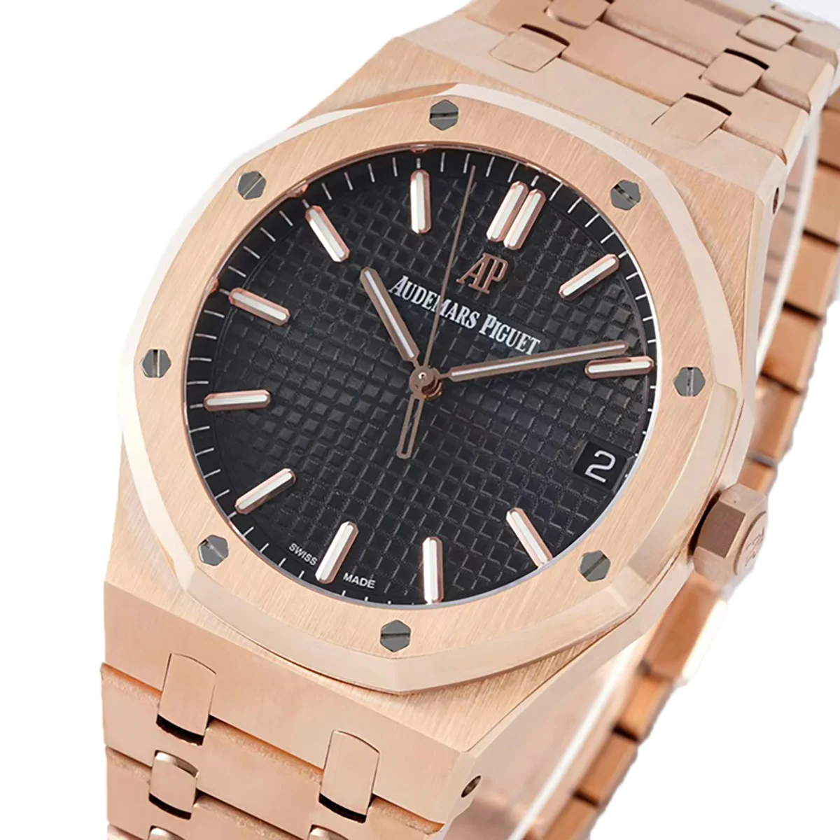 Royal Oak 15450ST 37mm Black Dial in Frosted Rose Gold