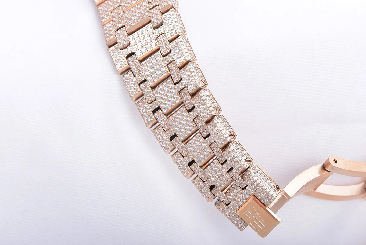 Royal Oak 41mm 15400 Iced Out Rose Gold in Stick Markers