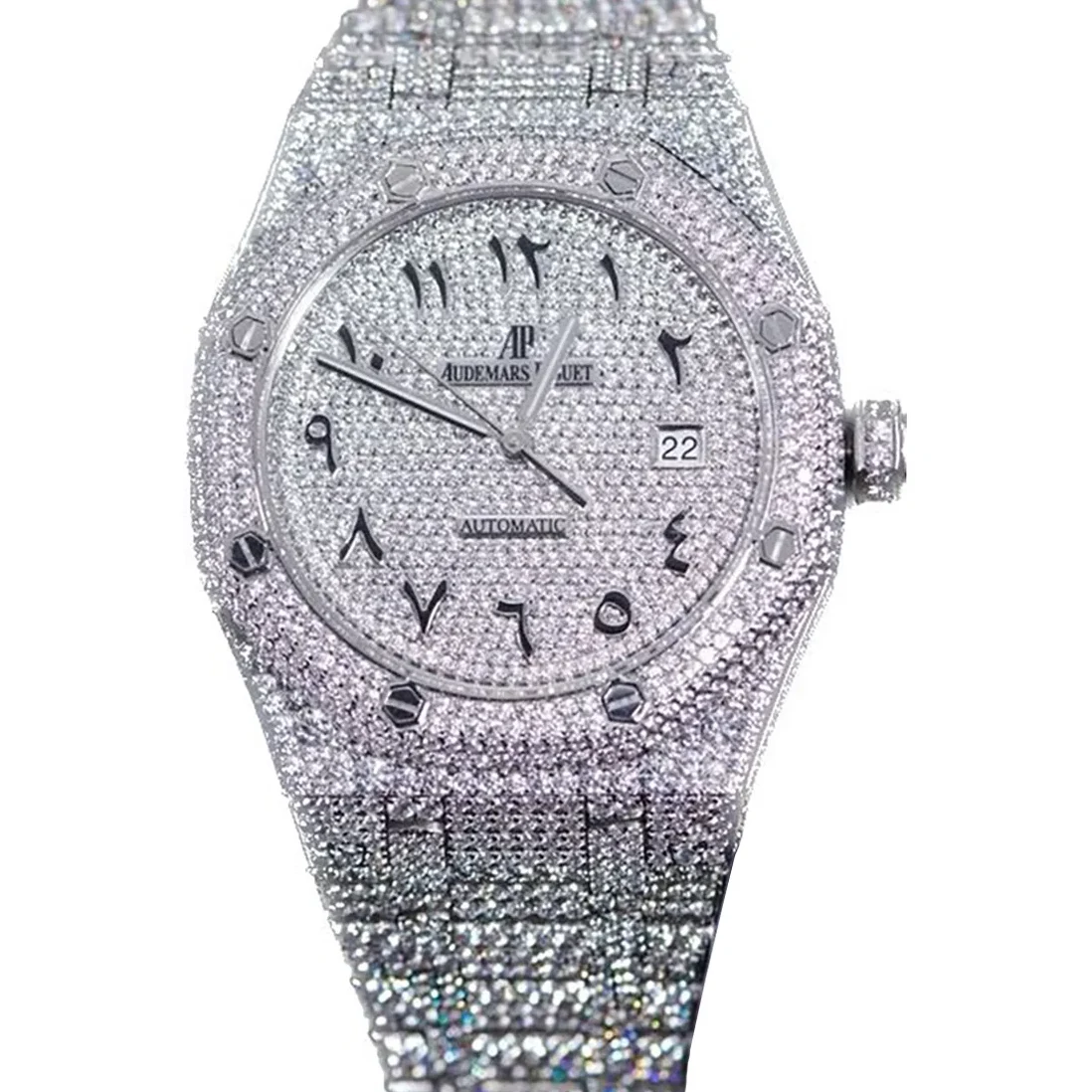Royal Oak 41mm 15400 Iced Out Steel in Arabic Markers
