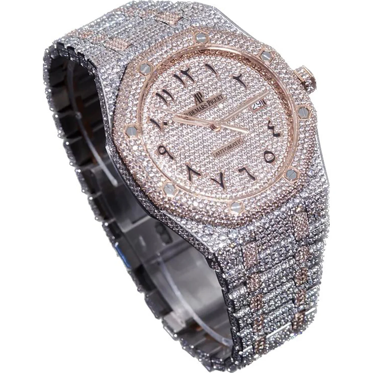 Royal Oak 41mm 15400 Iced Out Steel/Rose Gold in Arabic Markers