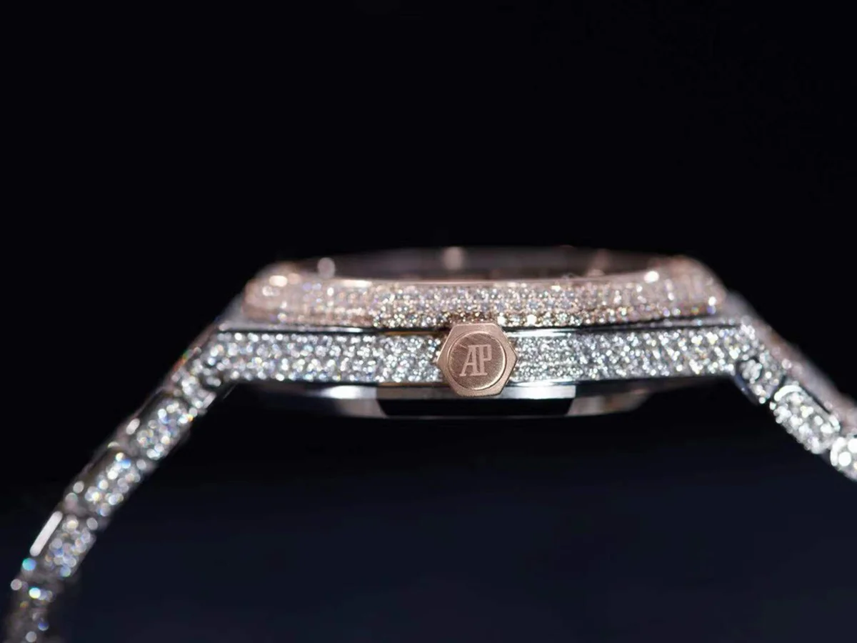 Royal Oak 41mm 15400 Iced Out Steel/Rose Gold in Arabic Markers