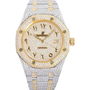 Royal Oak 41mm 15400 Iced Out Steel/Yellow Gold in Arabic Markers