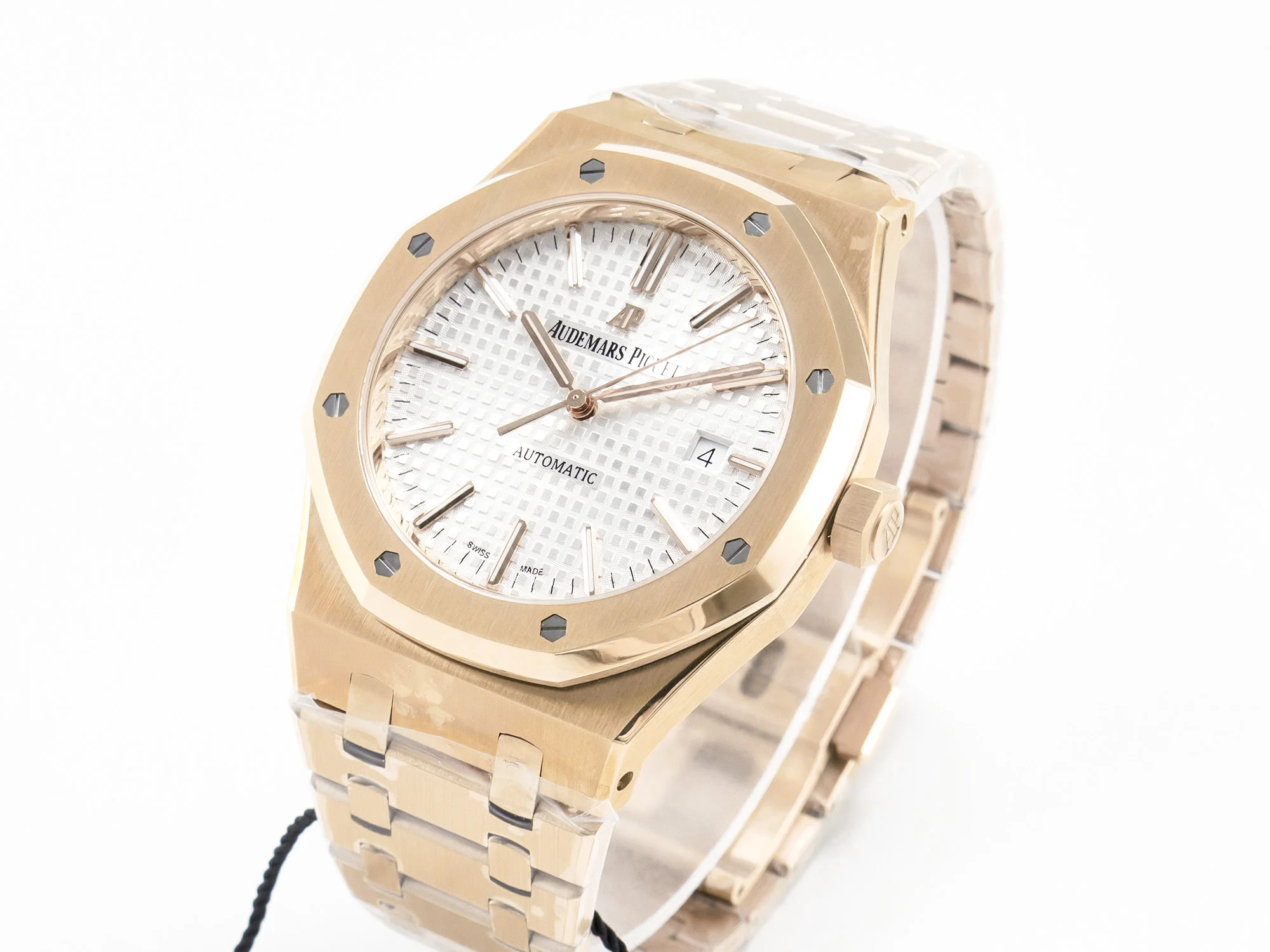 Royal Oak 41mm 15400 RG ZF 1:1 Best Edition White Textured Dial on RG Bracelet V2 SA3120 Super Clone