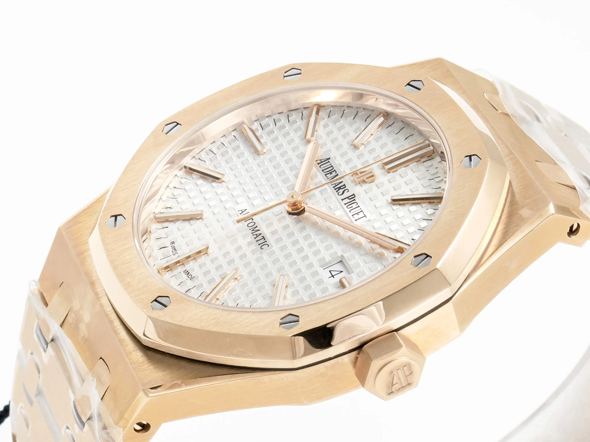 Royal Oak 41mm 15400 RG ZF 1:1 Best Edition White Textured Dial on RG Bracelet V2 SA3120 Super Clone