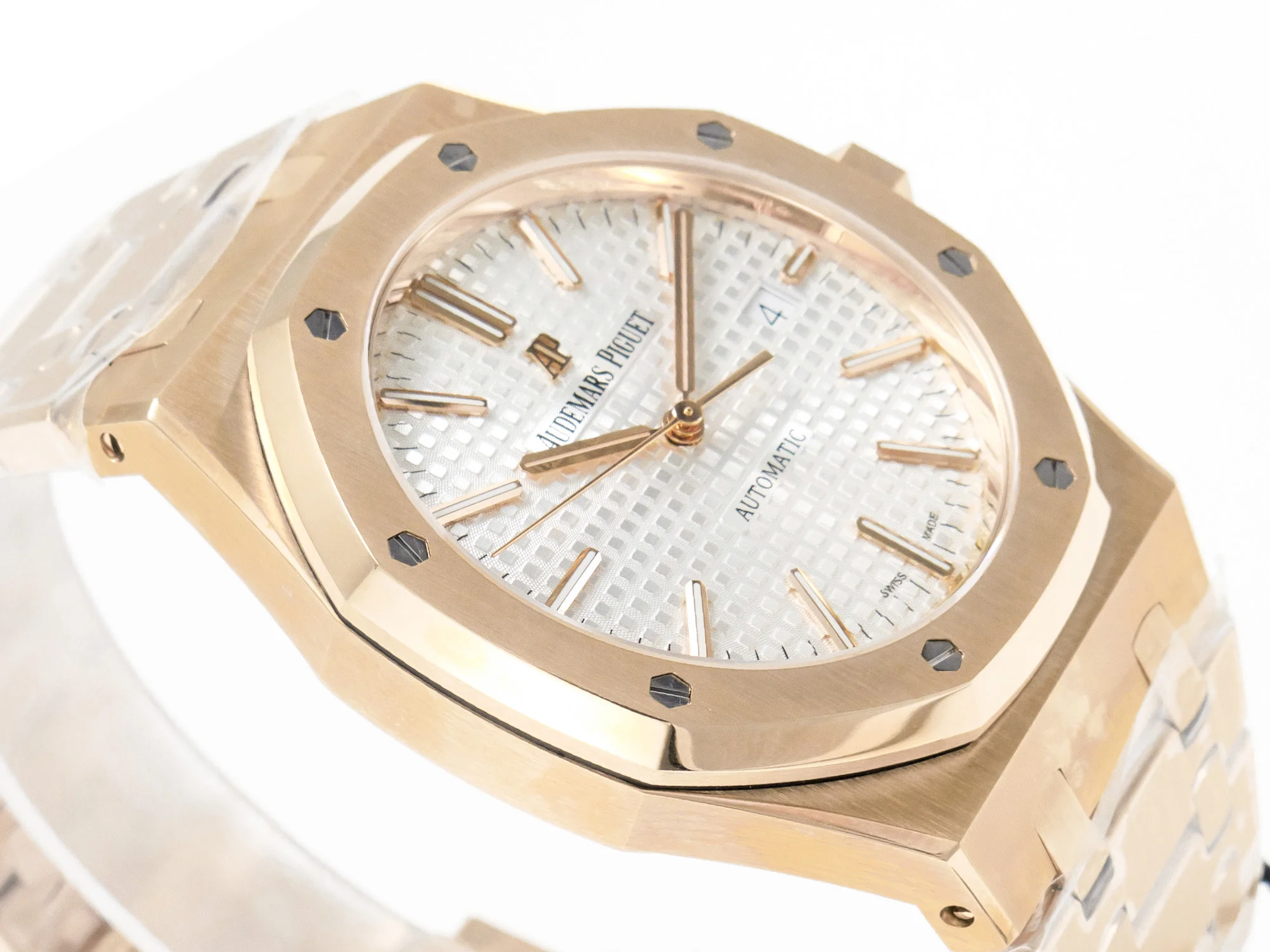 Royal Oak 41mm 15400 RG ZF 1:1 Best Edition White Textured Dial on RG Bracelet V2 SA3120 Super Clone