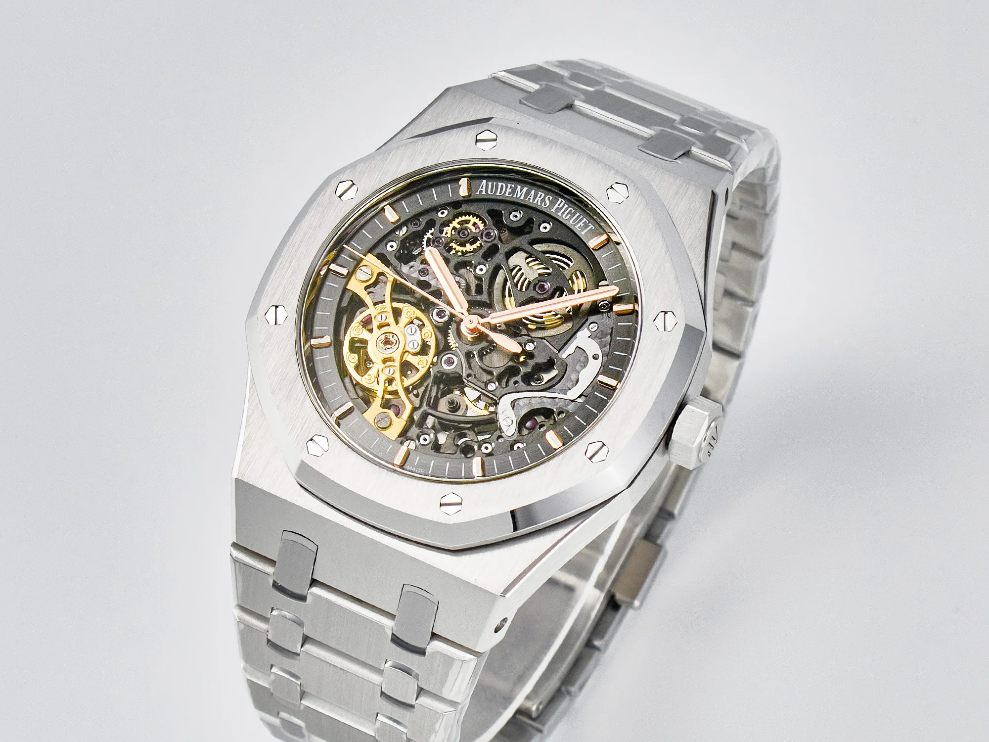 Royal Oak 41mm Skeleton 15407 SS ZF 1:1 Best Edition Skeleton Dial on SS Bracelet A3132