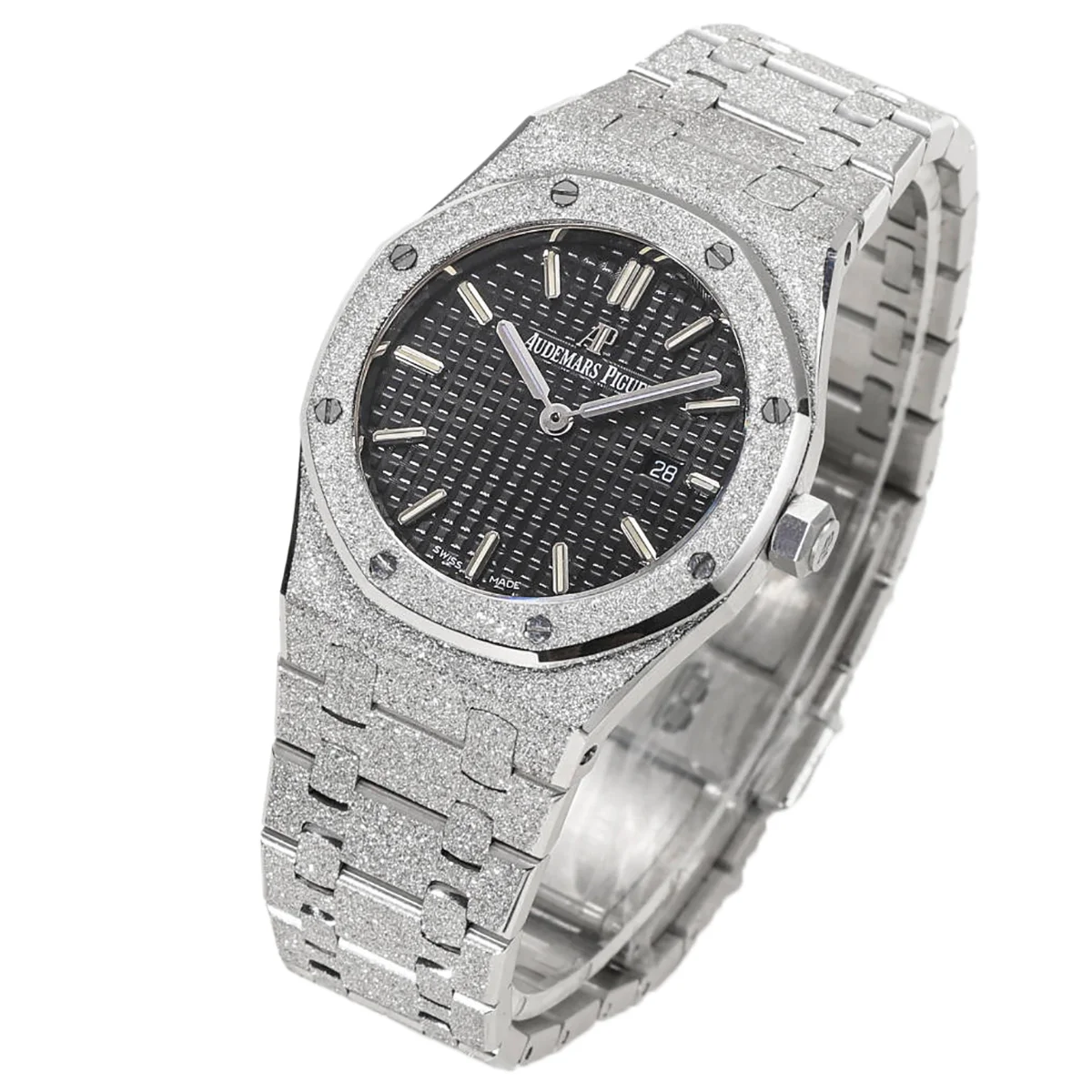 Royal Oak Frosted Gold Quartz Black Dial
