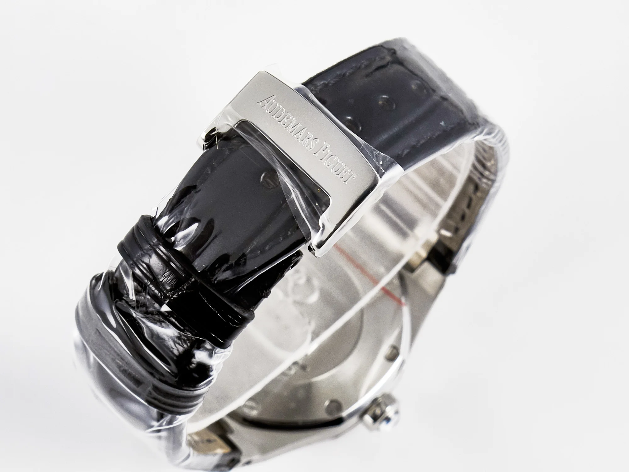 Royal Oak Offshore Ladies 33mm SS DRF Best Edition Black Dial Diamonds Bezel on Black Leather Strap ETA Quartz